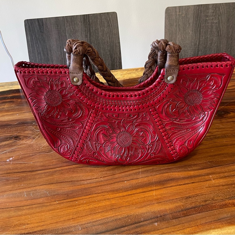 Mexican leather red bag.